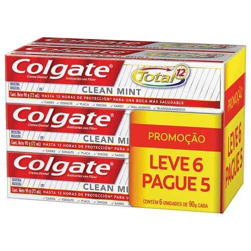 Creme Dental Colgate Total 12 Clean Mint 90g Promo Leve 6 Pague 5 CD COLGATE TOTAL-12 90G LV6PG5 CLEAN MINT