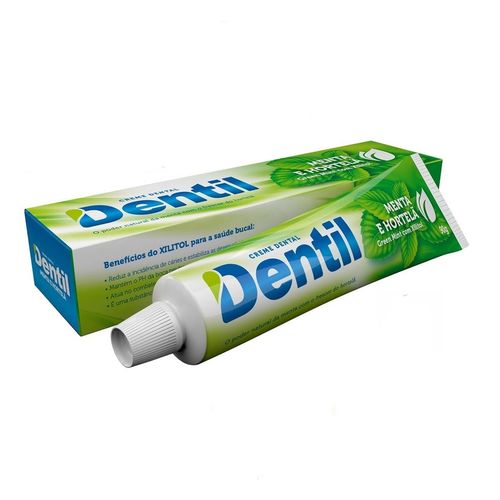 Kit C/12 Creme Dental Dentil Sem Fluor com Xilitol Menta e Hortelã 90g