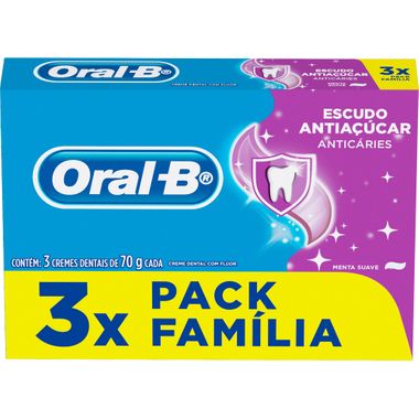 Creme Dental Escudo Anti Açúcar Oral B 70g 3un.