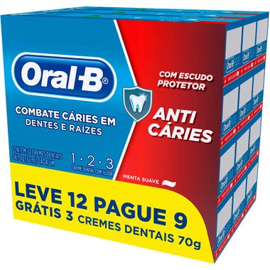 Creme Dental Oral B 1-2-3 Leve 12 e Pague 9 70g
