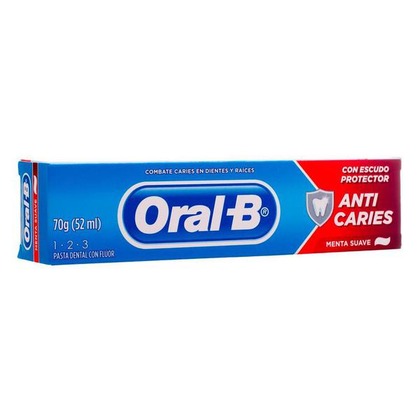 Creme Dental Oral-B 123 Anti Cáries Menta Suave 70g - Oral B