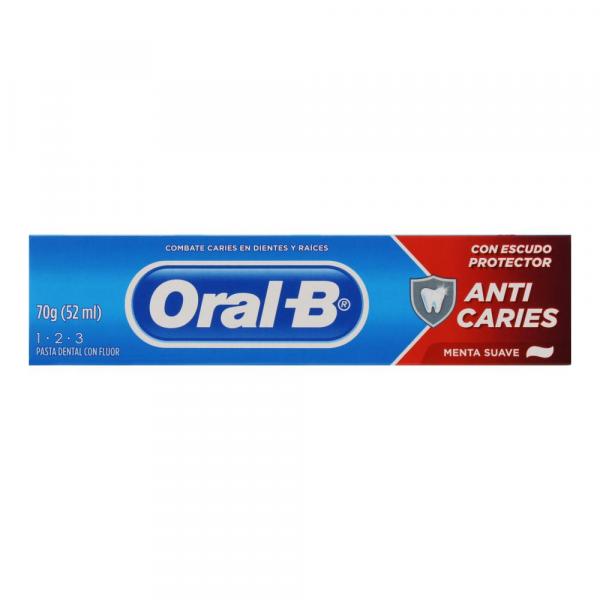 Creme Dental Oral-B 123 Anticáries Menta Suave 70 G