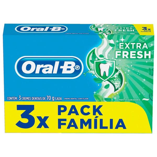 Creme Dental Oral-B Extra Fresh Pack Família 3 Unidades 70g Cada - Oral B