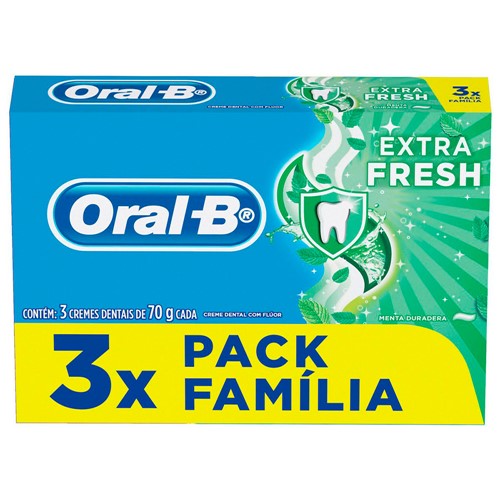 Creme Dental Oral-B Extra Fresh Pack Família 3 Unidades 70g Cada