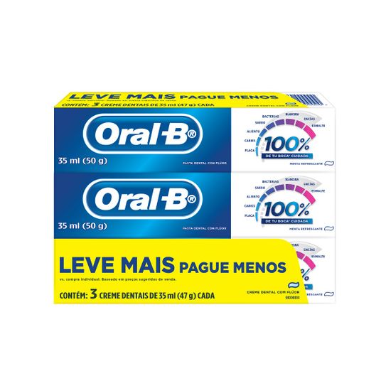 Creme Dental Oral B New 100% 50g com 03 Unidades