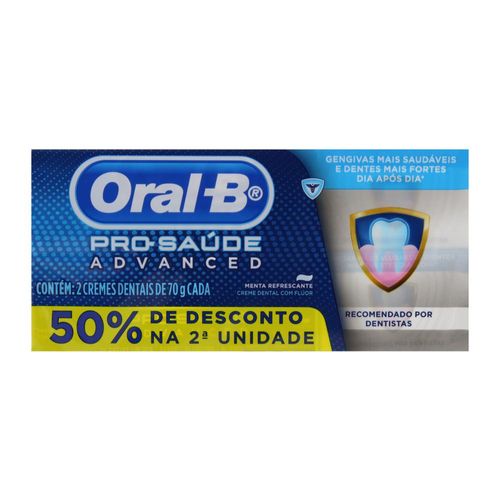 Creme Dental Oral-B Pro Saúde Advanced 70g com Desconto de 50% na 2ª Unidade