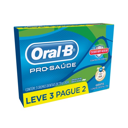 Creme Dental Oral-B Pro-Saúde com Escudo Anti-Açúcar Leve 3 e Pague 2