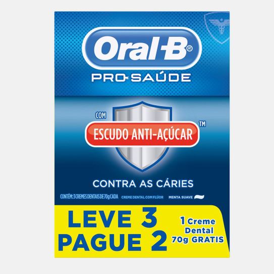 Creme Dental Oral-B Pro-Saúde com Escudo Anti-Açúcar Leve 3 Pague 2