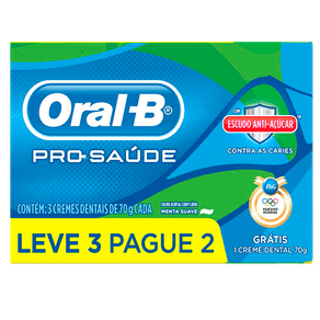 Creme Dental Oral-B Pro-saúde Escudo Anti-Açúcar Menta Suave 70g (Lv 3 e Pg 2)