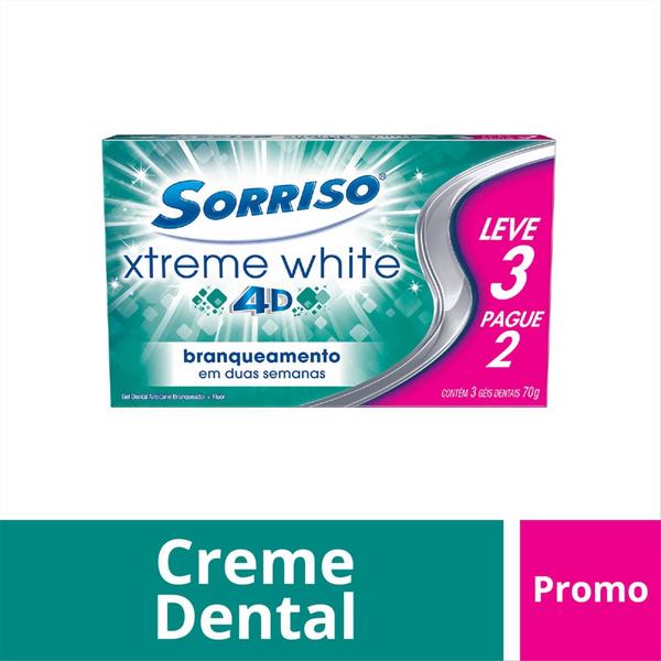 Creme Dental Sorriso Xtreme White 4D 70g Leve 3 Pague 2