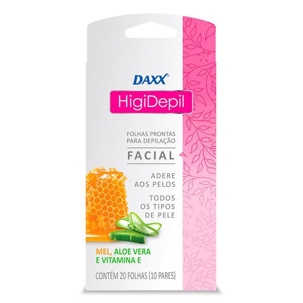 Creme Depilatório Facial Daxx Higi Depil 20 Folhas Prontas (10 Pares)