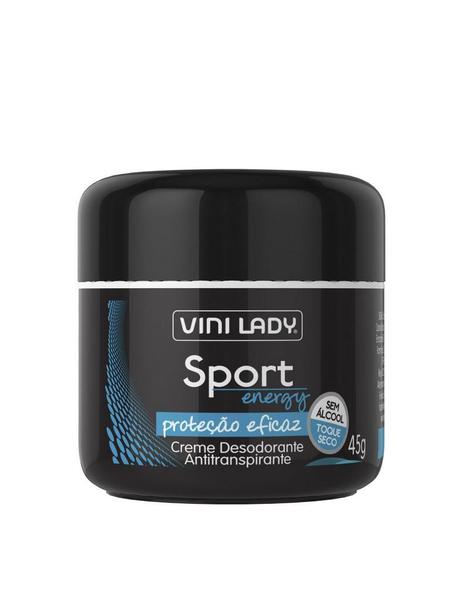Creme Desodorante Antitranspirante Sport Energy, Sem Álcool, Toque Seco 45gr - Vini Lady