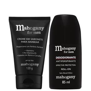 Creme em Sabonete para Barbear Mahogany For Men 120g + Desodorante Roll-on Mahogany For Men 85ml