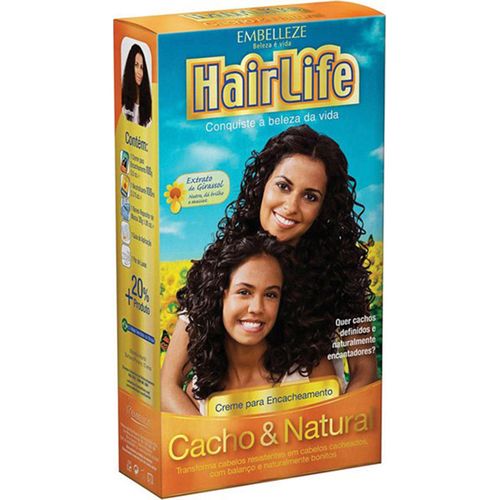 Creme para Encachamento Hair Life Cacho & Natural 180g Alisante Hairlife Kit Creme Cacho 180g