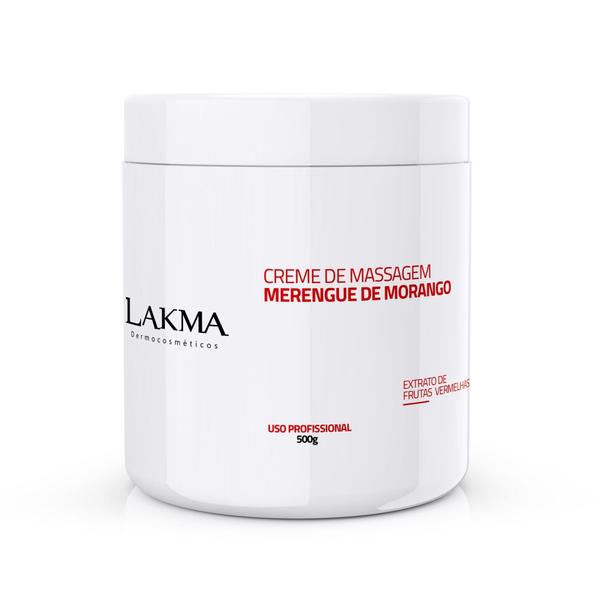 Creme para Massagem Relaxante MERENGUE DE MORANGO 500g Lakma - Lakma Dermocosméticos