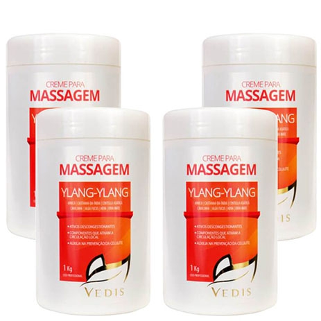 Creme para Massagem Vedis Ylang-Ylang 1kg - 4 Potes