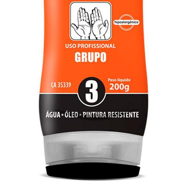 Creme Protetor para Mãos - Luva Química - Grupo 3 (Água - Óleos - Pintura) 200 GR Bisnaga NUTRIEX