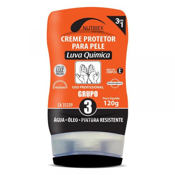Creme Protetor para Mãos - Luva Química - Grupo 3 (Água - Óleos - Pintura) 120 GR Bisnaga NUTRIEX