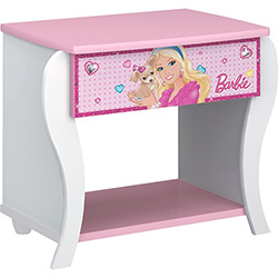 Criado Mudo Infantil Barbie Star Rosa e Branco com Pedras Decorativas - Pura Magia
