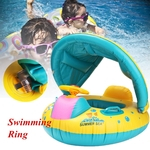 Criança bebê nadar anel float garoto piscina água assento com dossel