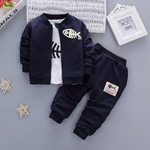 Criança infantil Roupa Suits Jacket com Decor Fish Bone T-shirt calças Bebés Meninos Sets Roupa