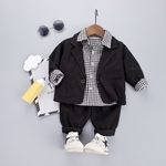 Criança Moda Bebê Outono terno de três peças calça + casaco + Mantas pequeno Outfit Suit shirt infantil