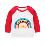 Crianças 100% Algodão manga comprida T-shirt do Bebê de Lazer dos Desenhos animados Rodada Collar Raglan da luva