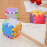 Crianças apontador de lápis Manual de Montagem enigma Innovative Building Block papelaria ferramenta de lápis de sobrancelha plástico