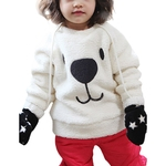 Crianças bebê bonito dos desenhos animados Urso Tops Quente espessamento Plush Fleece camisola de Outono-Inverno