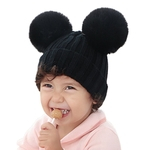 Crianças Bonitos Bebê Menino Menina Gorro Pompom Cor Sólida Inverno Quente Chapéu De Malha