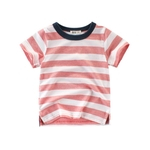 Crianças Boy Verão Stripe Impresso Algodão Macio T-shirt