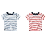 Crianças Boy Verão Stripe impresso algodão macio T-shirt