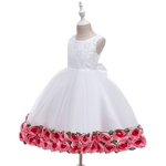 Crianças completa menina Rose Princess Party Dress Vestido Costume