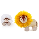 Crianças Lion Sheep Mini carrinho de bebê Inércia de madeira deslizante Toy Cart