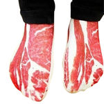 Criativa Única Bacon Pork Padrão Meias Elegantes Macias Do Algodão Flesh Cor Socks