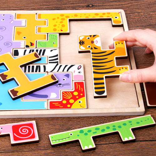 Criativas Animais Jigsaw Puzzles Tamanho Grande Brain Teaser Brinquedos de madeira para crianças