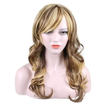 Cross-Border Exclusivo europeus e americanos peruca longa das mulheres Curly Golden Hair Peruca Matte alta temperatura Silk Peruca Atacado Fábrica