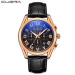 CUENA Fashion Men Casual Checkers Faux Leather Quartz Analog Wrist Watch