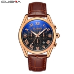 CUENA Fashion Men Casual Checkers Faux Leather Quartz Analog Wrist Watch