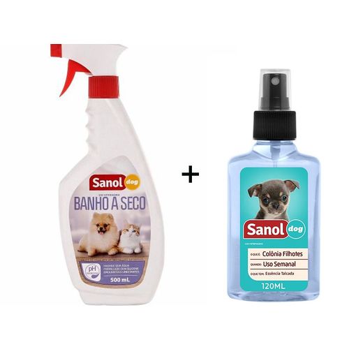 Cuidado e Higiene para Cachorro Filhote: Banho a Seco Sanol e Perfume Colônia Cães Baby