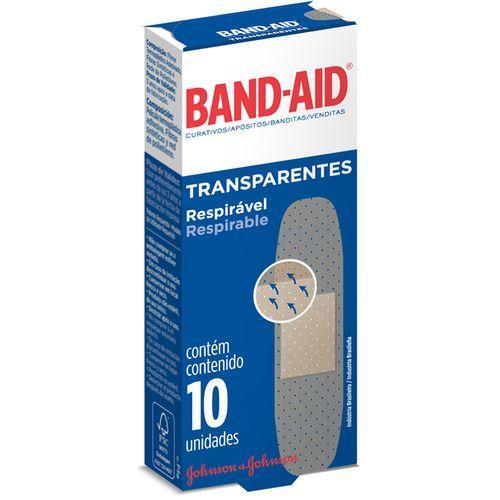 Curativo Adesivo Transparente Band Aid Caixa com 10 Unidades