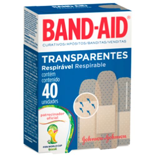 Curativo Adesivo Transparente Band Aid Caixa com 40 Unidades