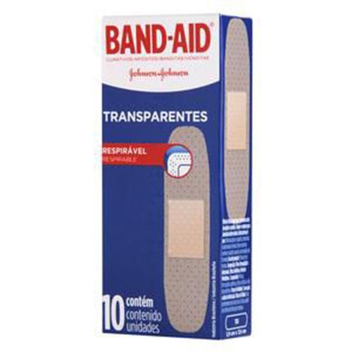 Curativo BAND AID Transparente 10 Unidades Curativo Adesivo Transparente Band Aid Caixa com 10 Unidades