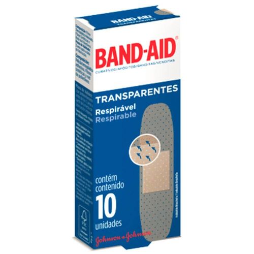 Curativo Band Aid Transparente com 10 Unidades