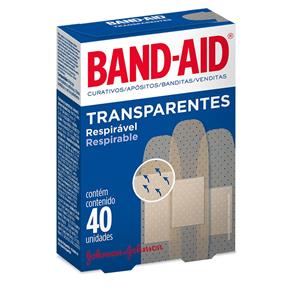 Curativo Band Aid Transparente com 40 Unidades