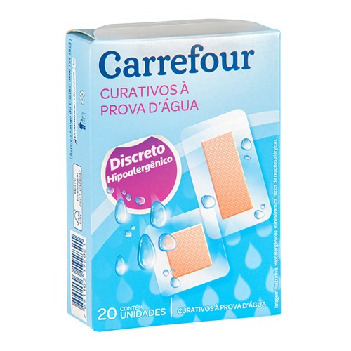 Curativos Adesivos à Prova D'água Carrefour com 20 Unidades