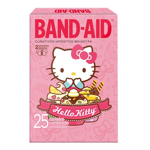 Curativos Adesivos Infantis Band-Aid Decorados Hello Kitty com 25 Unidades