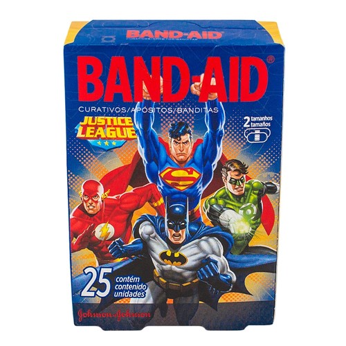 Curativos Band Aid Johnson & Johnson Decorados Liga da Justiça com 25 Unidades