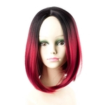 10inch Ombre Curto Bob Estilo perucas sintéticas para Mulheres Negras Oriente parte reta Vermelho Rosa Grey cabelo Cosplay