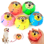 Cute Pet Puppy Dog Face Ball Molar Throwing Training Soft Squeak Sound Play Toy